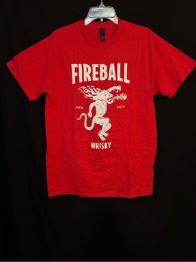 New Fireball Whisky Red Graphic Logo T-Shirt Size Medium